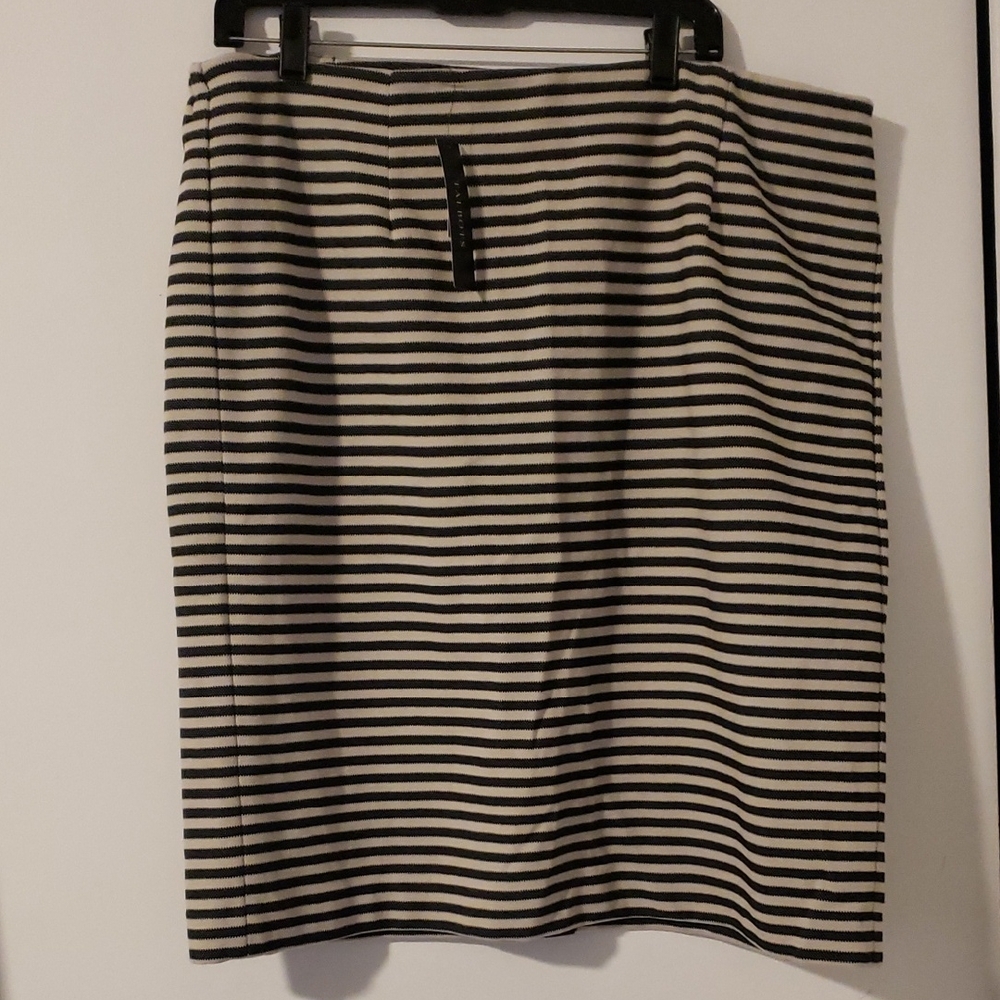 Talbots Black and White Striped Pencil Skirt